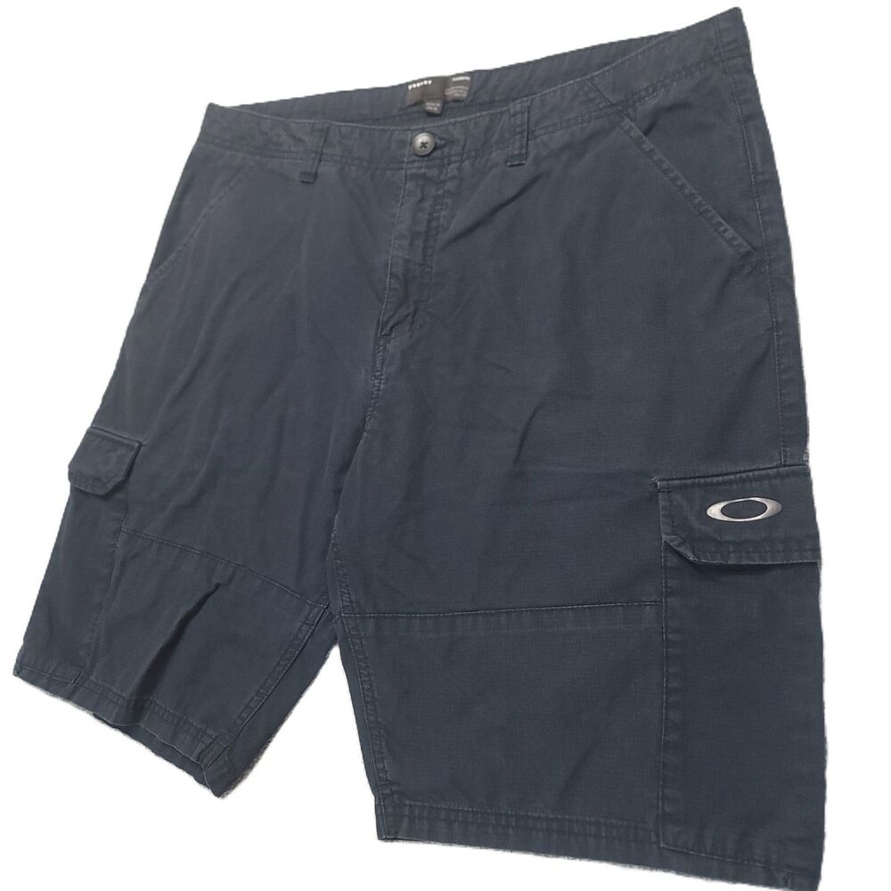 Oakley Cargo Shorts Mens 36 Custom Fit Black Cotton Logo